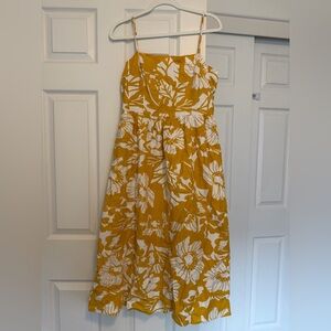 Vibrant Floral Linen-Blend Midi Dress